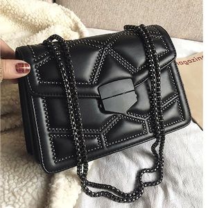 Olivia Mark, Studded Decor Chain Flap Square Bag